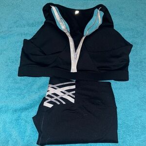 Fabletics Black Leggings and Sports Bra Set